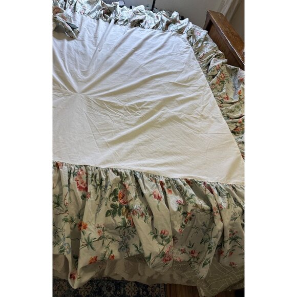 Vtg Ralph Lauren Floral Pewter Toulouse Bed Skirt Full Country Chic rare Read - Picture 1 of 15